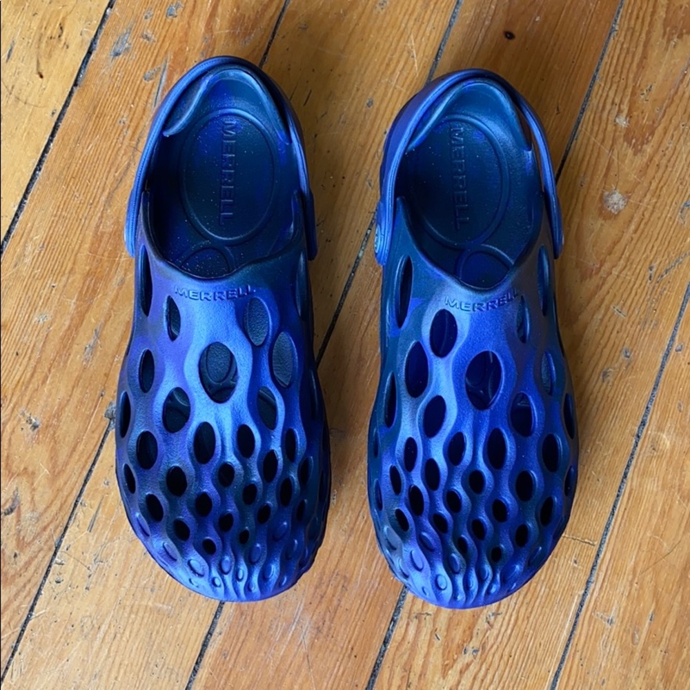 Merrell blue depth hydro moc slip on rubber clogs